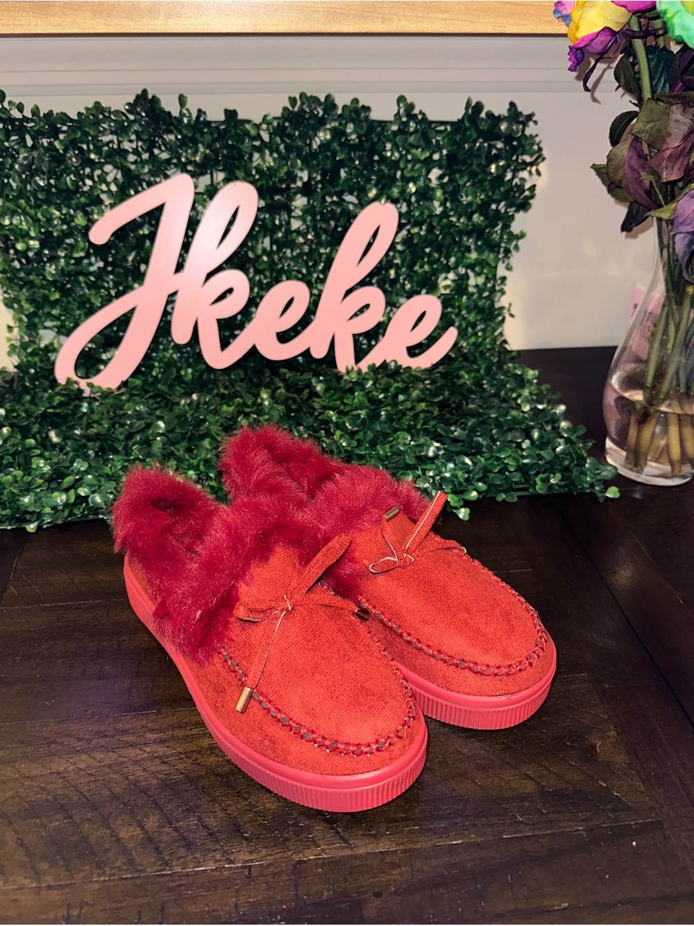 Maroon Fur-Lined Women's Loafers/Moccasin sizes 6, 7, 7.5, 8, 9, 10